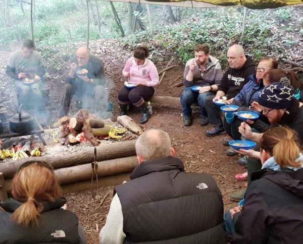 Sweet potato dahl eating campfire team group corporate development bushcraft Sweet potato dahl eating campfire team group corporate development bushcraft