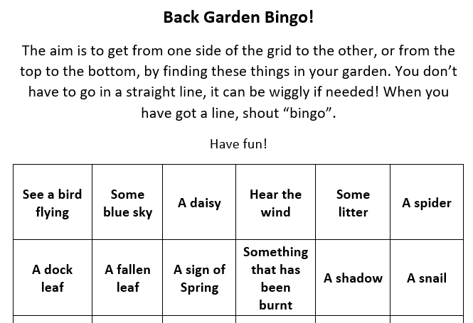 Back Garden Bingo: Avoiding Corona Boredom